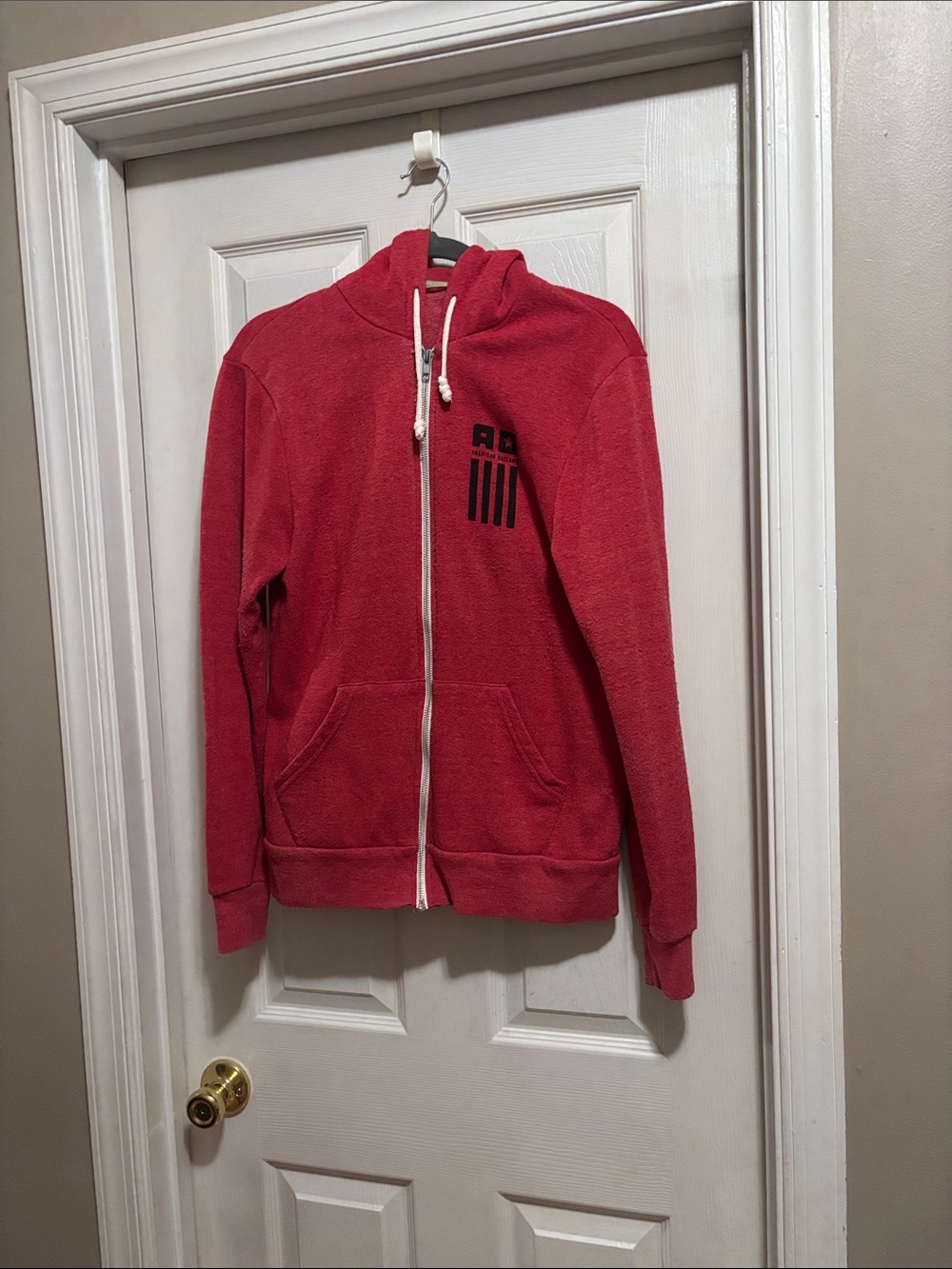 Red Zip-Up Hoodie with Minimal Logo